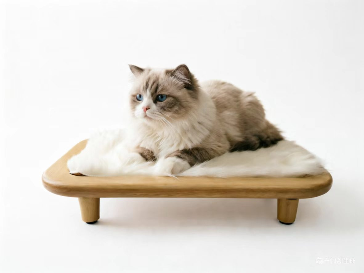 Square Pedestal Low Bed | Minimalist Artisan Wooden Pet Nest